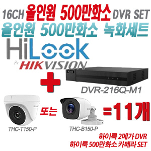 [올인원-5M] DVR216QM1 16CH + 하이룩 500만화소 카메라 11개 SET (실내형/실외형 3.6mm 출고)